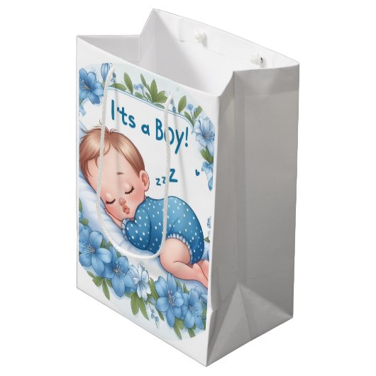 It’s a Boy Baby Shower  Medium Cadeauzakje (Voorkant Gekanteld)