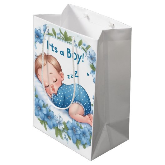 It’s a Boy Baby Shower  Medium Cadeauzakje (Achterkant Gekanteld)