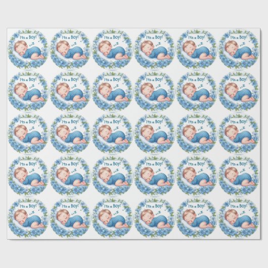 It’s a Boy Baby Shower Sticker Cadeaupapier (Vlak)