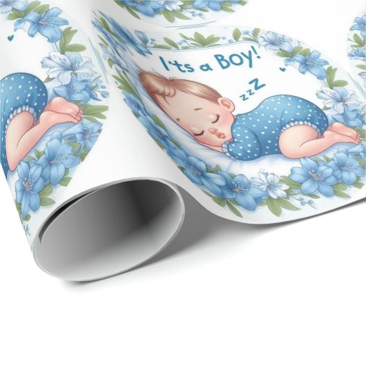 It’s a Boy Baby Shower Sticker Cadeaupapier (Rol Hoek)