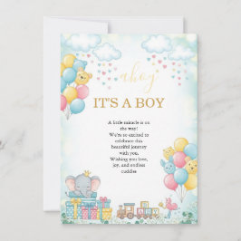 It’s a Boy Cute Baby Shower Invitation Card Kaart