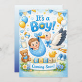 It’s a Boy Design – Baby Announcement  Kaart (Voorkant / Achterkant)