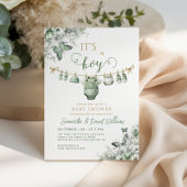 It’s a Boy Sage Green Floral Baby Shower Kaart