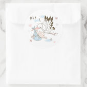 It’s a Boy Stork and Baby Ronde Sticker (Tas)