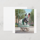 It’s a Girl Baby: Cute Bunny in Green Stroller Aankondiging (Voorkant / Achterkant)