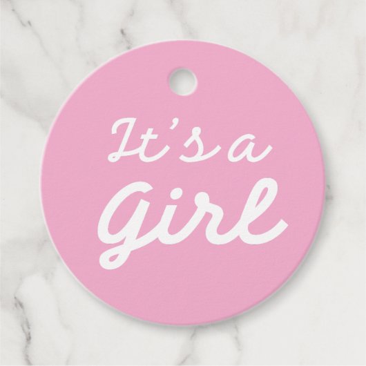 ׳It’s a Girl׳ Classic Pink Baby Shower Bedankjes Labels (Voorkant)
