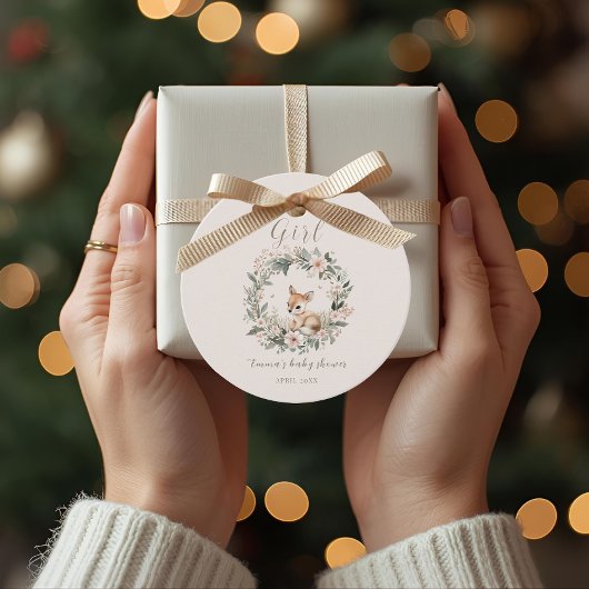 It’s a Girl Floral Deer Baby Shower Favors Bedankjes Labels