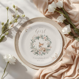 It’s a Girl Floral Deer Baby Shower Table Decor Papieren Bordje