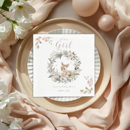 It’s a Girl Floral Deer Baby Shower Table Decor Servet
