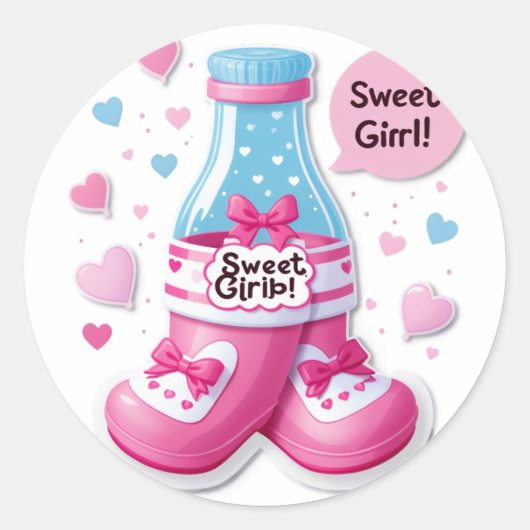 It’s a Girl!" (Gender Specific – Girl) Ronde Sticker (Voorkant)