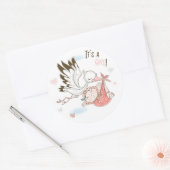 It’s a Girl Stork and Baby Ronde Sticker (Envelop)