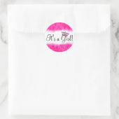  “It’s a Girl!” Tiara Baby  Ronde Sticker (Tas)