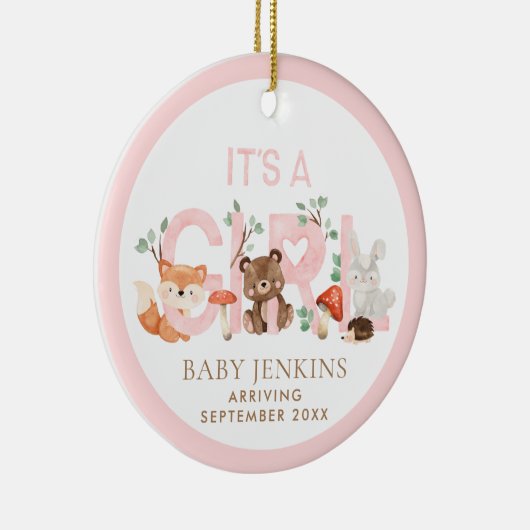 It’s a Girl Woodland Sonogram Photo Christmas Keramisch Ornament (Rechts)