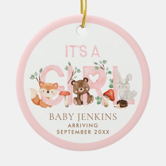 It’s a Girl Woodland Sonogram Photo Christmas Keramisch Ornament (Voorkant)