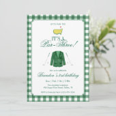 It’s A Par-Three Golf 3rd Birthday Green Gingham Kaart (Staand voorkant)