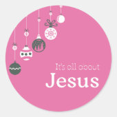 It’s All About Jesus – Christmas Sticker (Pink) (Voorkant)