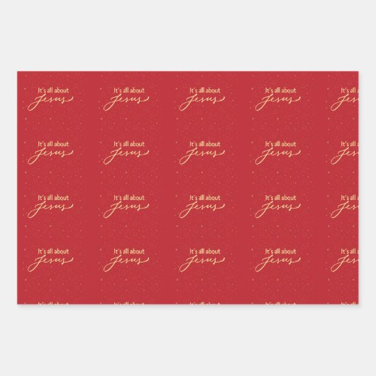 It’s All About Jesus – Red & Gold Christmas  Inpakpapier Vel (Voorkant)