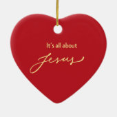It’s All About Jesus – Red & Gold Heart Keramisch Ornament (Achterkant)