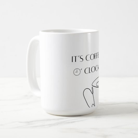 It’s coffee O’clock mug minimal line art cup desig Koffiemok (Voorkant links)