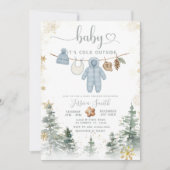 It’s Cold Outside Woodland Baby Shower Invitation  Kaart (Voorkant)