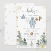 It’s Cold Outside Woodland Baby Shower Invitation  Kaart (Voorkant / Achterkant)
