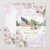  It’s Cold Outside Woodland Winter Baby Shower  Kaart (Voorkant / Achterkant)