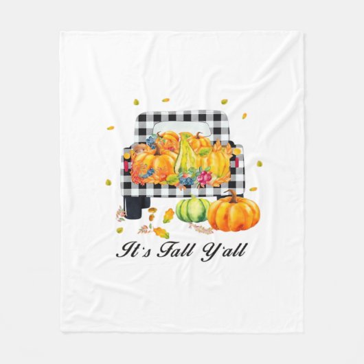 It’s Fall Y’all Autumn Pumpkin Plaid Fleece Deken (Voorkant)