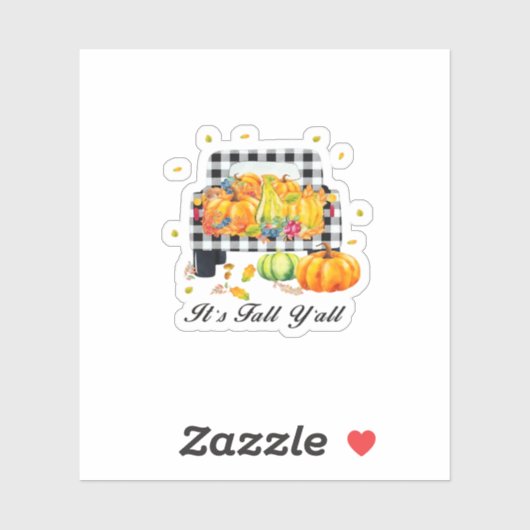 It’s Fall Y’all Autumn Pumpkin Plaid Sticker (Vel)