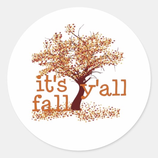 It’s Fall Y’all Basic Clean Ronde Sticker (Voorkant)