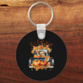 It’s Fall Y’all Border Collie Pumpkins Truck Autum Sleutelhanger (Voorkant)