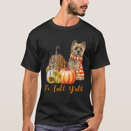 It s Fall Y all Cairn Terrier Dog Leopard Pumpkin T-shirt (Voorkant)