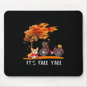 It’s Fall Y’all Cardigan Dog Autumn Funny Graphic Muismat (Voorkant)