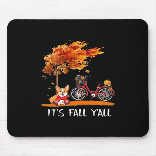 It’s Fall Y’all Cardigan Dog Autumn Funny Graphic Muismat (Voorkant)