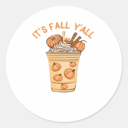 It’s Fall Y’all Cool Retro Ronde Sticker (Voorkant)