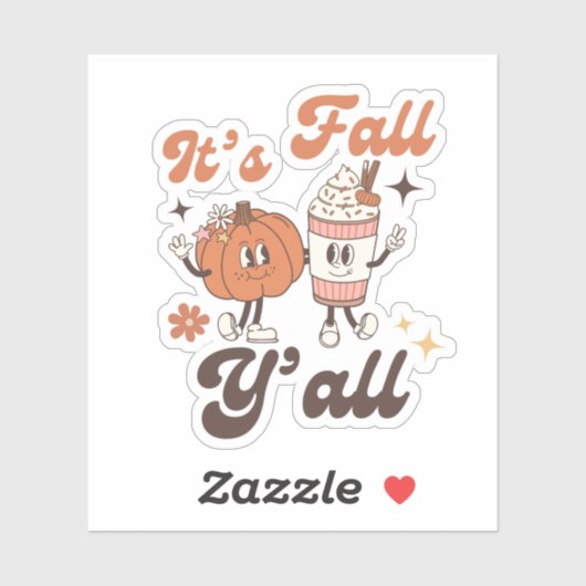 It’s Fall Y’all – Cute Kawaii Pumpkin & PSL Sticker (Vel)
