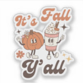 It’s Fall Y’all – Cute Kawaii Pumpkin & PSL Sticker (Voorkant)