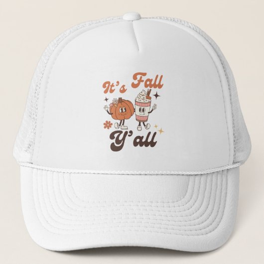 It’s Fall Y’all – Cute Kawaii Pumpkin & PSL Trucker Pet (Voorkant)