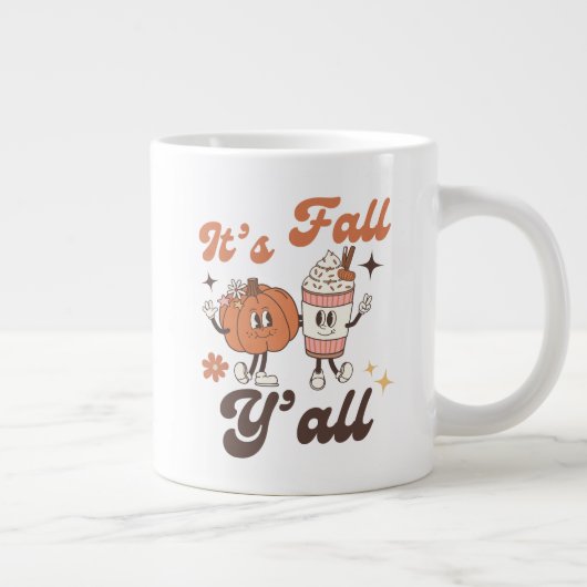 It’s Fall Y’all – Cute Kawaii Pumpkin Spice Latte Grote Koffiekop (Rechts)