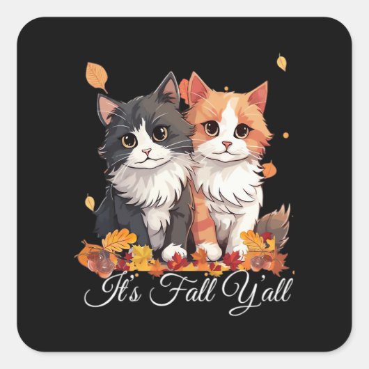 It’s Fall Y’all Cute Kittens Vierkante Sticker (Voorkant)