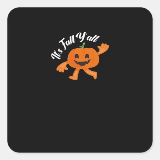 It’s Fall Y’all Cute Pumpkin Illustration Vierkante Sticker (Voorkant)