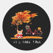It’s Fall Y’all Dachshund Autumn Costume Ronde Sticker (Voorkant)