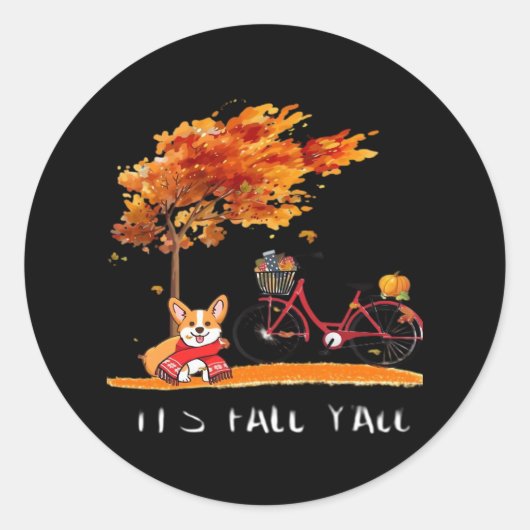 It’s Fall Y’all Dachshund Autumn Costume Ronde Sticker (Voorkant)
