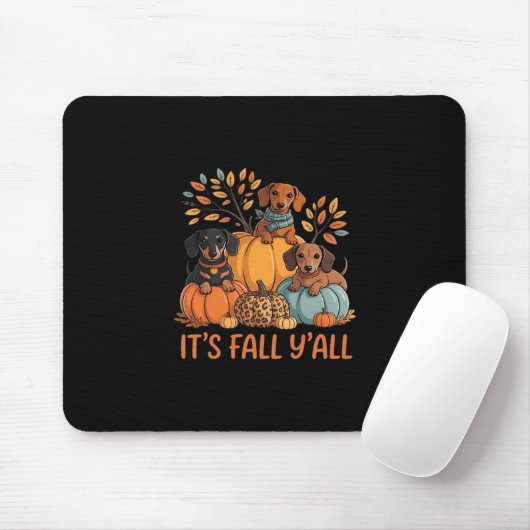 It’s Fall Y’all Dachshund Pumpkins Fall Classic Muismat (Met muis)