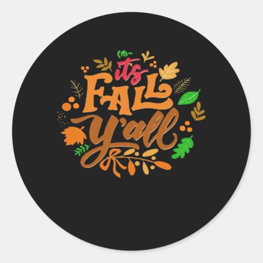 It’s Fall Y’all Essential Retro Classic Ronde Sticker (Voorkant)