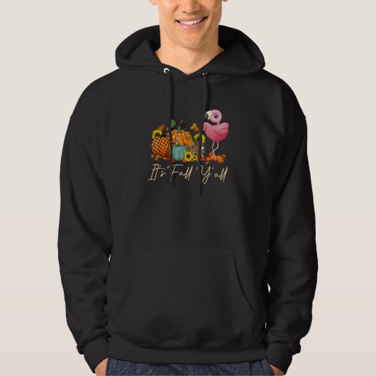 It s Fall Y all Flamingo Leopard Pumpkin Halloween Hoodie (Voorkant)