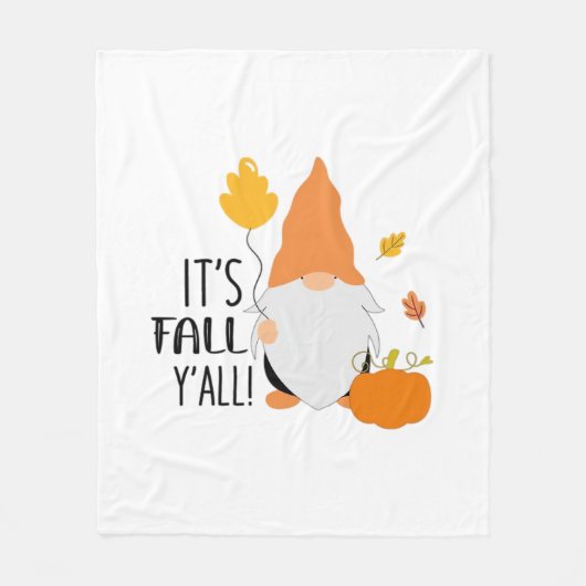 It’s Fall Y’all Gnome Cute Autumn Illustration Gra Fleece Deken (Voorkant)