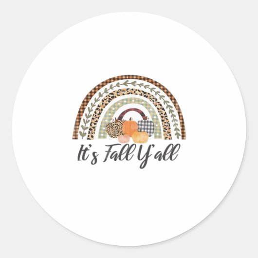 It’s Fall Y’all Graphic Style Ronde Sticker (Voorkant)