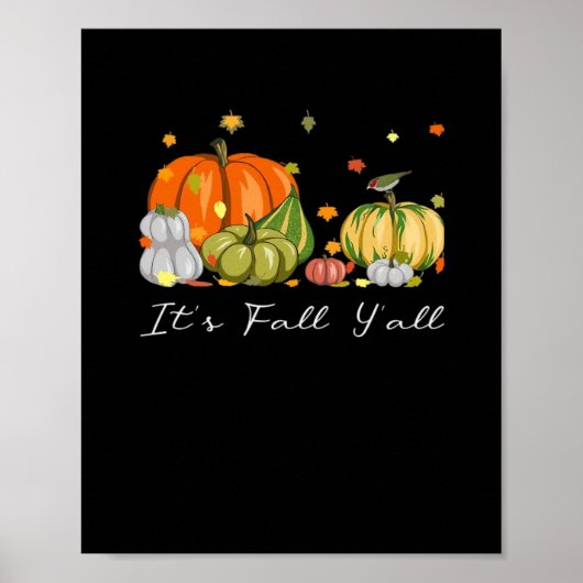 It’s Fall Y’all Halloween Pumpkin Autumn Leaves Th Poster (Voorkant)