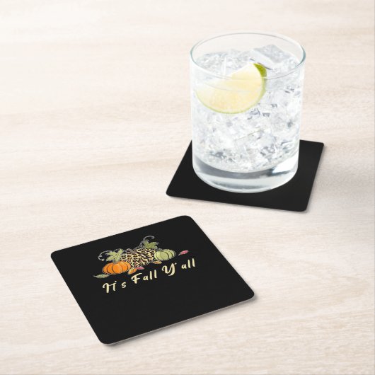 It’s Fall Y’all Happy Autumn Leopard Kartonnen Onderzetters (Insitu)