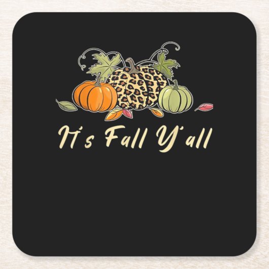 It’s Fall Y’all Happy Autumn Leopard Kartonnen Onderzetters (Voorkant)